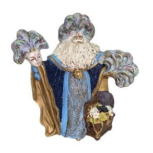 Vintage Gare  Mardi Gras Santa Ceramic Figurine 11" Hand Painted